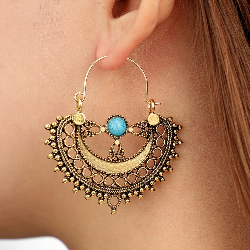 Boho Green Stone Earring