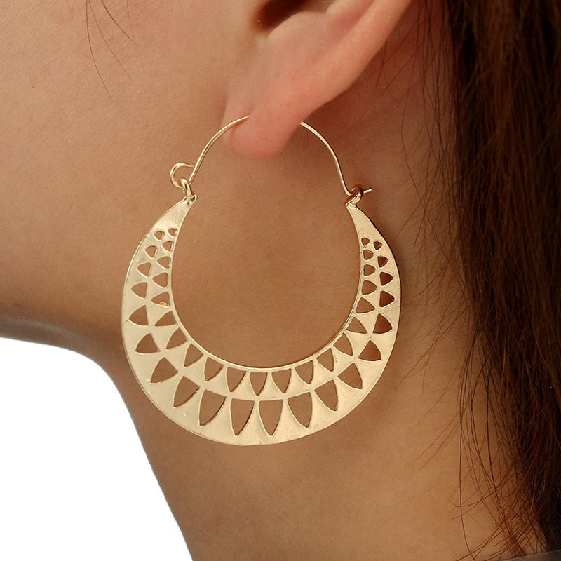 Boho Half Round Hollow Earring