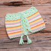 Bikini Sets Rainbow Striped Off Shoulder Top + Bottom Bikini