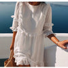Casual Women White Mini Ruffle Summer Dress