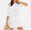 Casual Women White Mini Ruffle Summer Dress