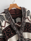 Bohemian Fringed V Neck Cardigan