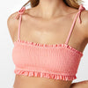 Smocked Floral Bandeau Tank Bikini