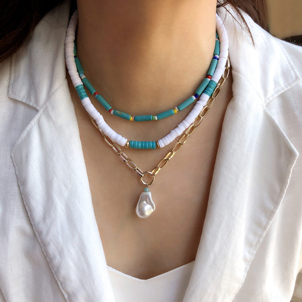 Bead Pearl Bohemia Necklace Set