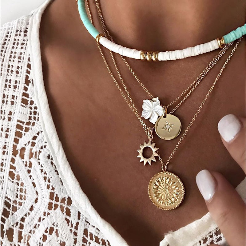 Retro Soft Clay Flower Necklace