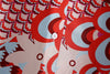 Vintage Red Peahen Print Suit With Scarf