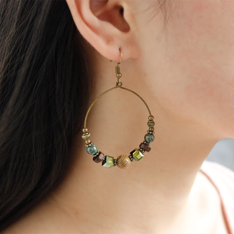 Colorful Beads Dangle Stone Earrings
