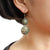 Green Bronze Fabric Shape Earrings