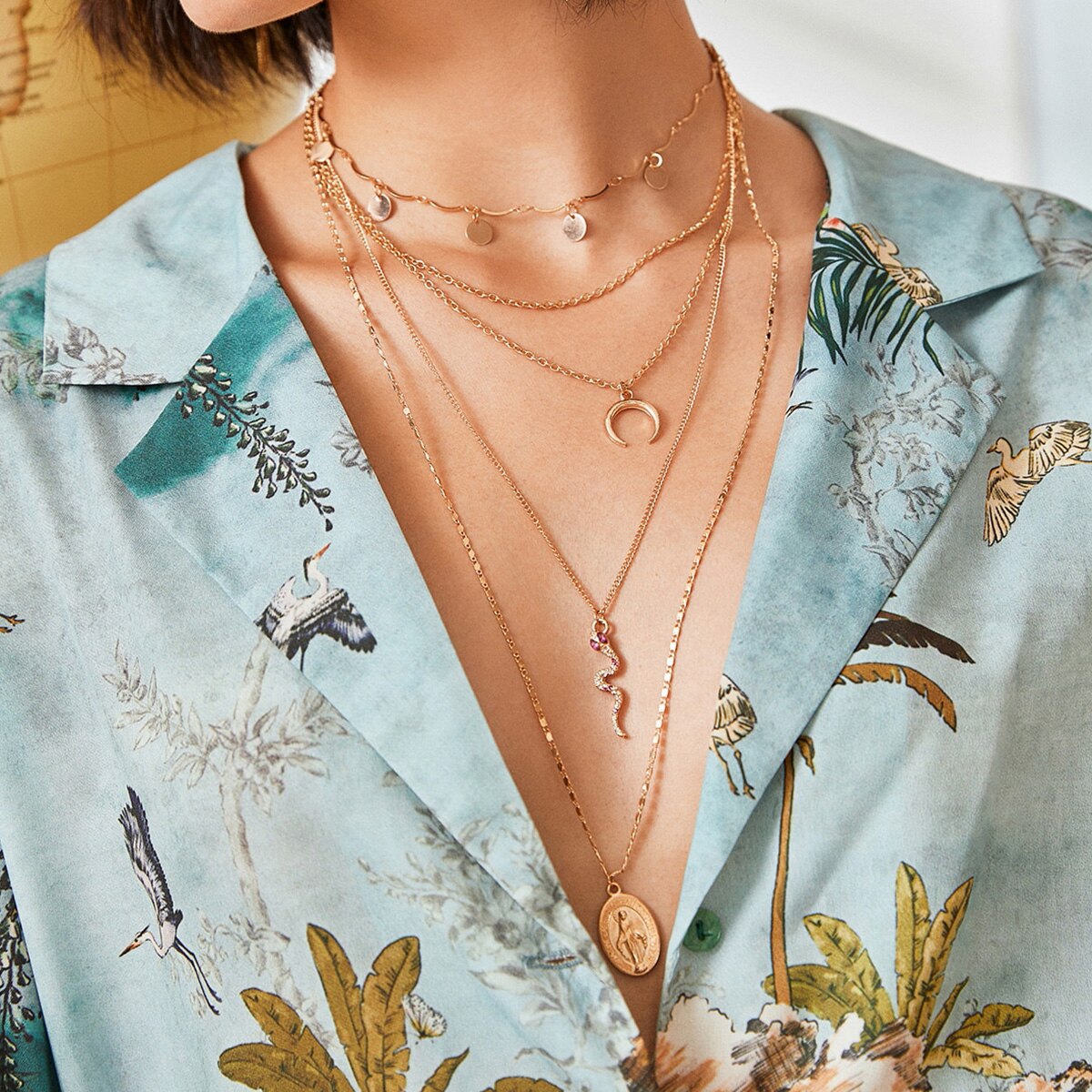 Boho Colorful Crystal Snake Necklace