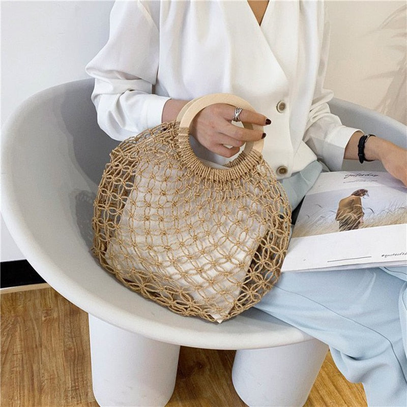 Hollow Design Straw Woven Bag