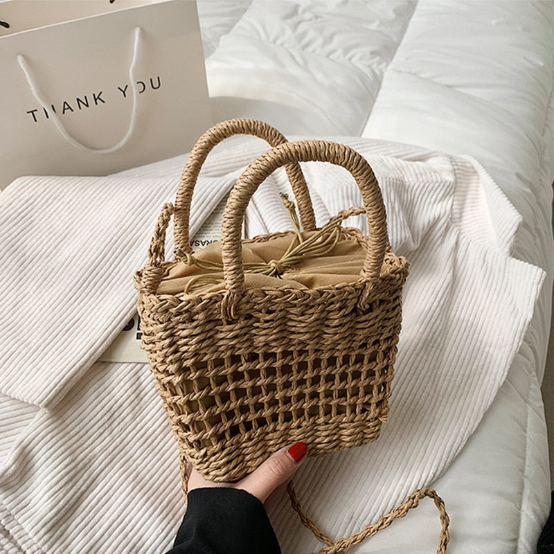 Small Handbags Rattan Crossbody Bag