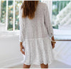 White Polka Dot Dress Woman Long Sleeve Ruffles
