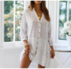 White Polka Dot Dress Woman Long Sleeve Ruffles